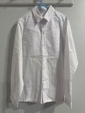 Kids white long sleeve button down shirt size 12